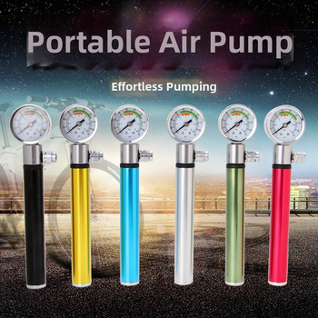 Rokas mini velosipēda sūknis – Alumīnija sakausējums, hidrauliskais manometrs, Pielāgojama, Jumping Fruit