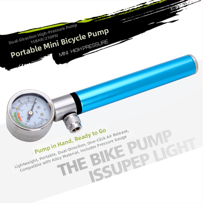 Käsitsi mini jalgratta pump - alumiiniumist sulam, hüdrauliline manomeeter, kohandatav, Jumping Fruit