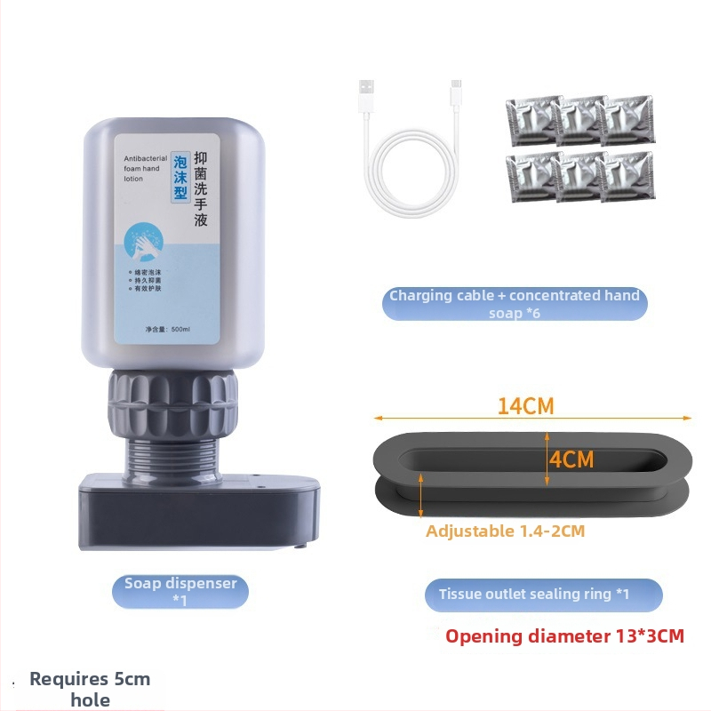 Senzorický dávkovač mydla pod zrkadlovou skriňou, skrytý automatický dávkovač peny, plast; oxidácia; moderný minimalistický štýl; senzorové ovládanie