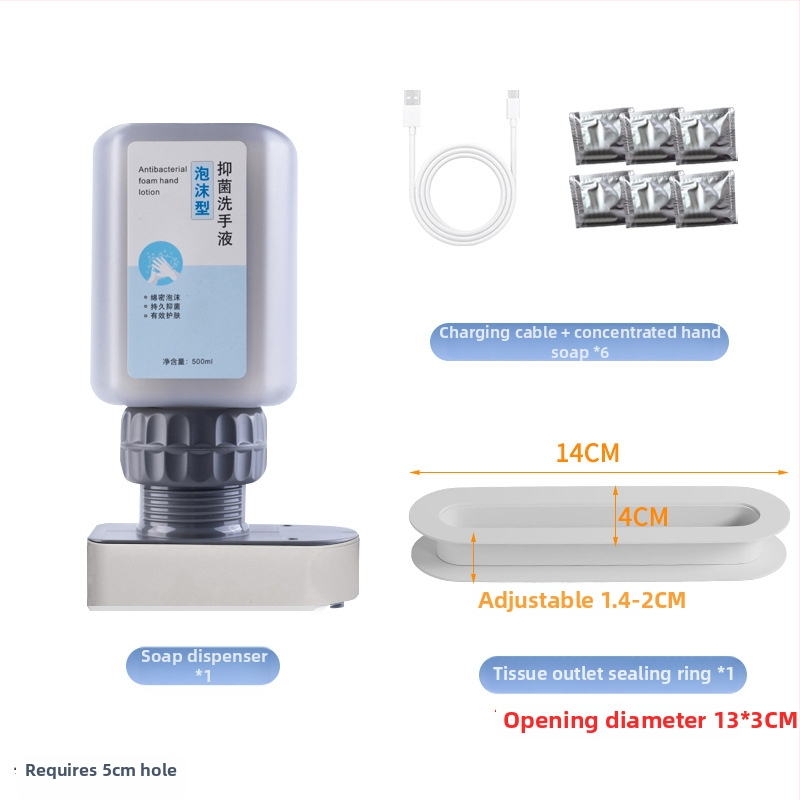 Senzorický dávkovač mydla pod zrkadlovou skriňou, skrytý automatický dávkovač peny, plast; oxidácia; moderný minimalistický štýl; senzorové ovládanie