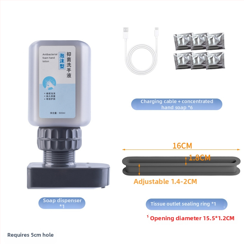 Senzorický dávkovač mydla pod zrkadlovou skriňou, skrytý automatický dávkovač peny, plast; oxidácia; moderný minimalistický štýl; senzorové ovládanie