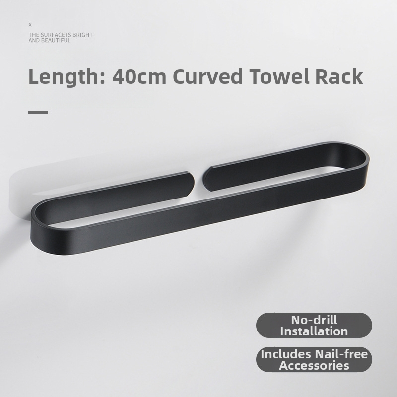 Стена-монтирана стойка за кърпи и чехли, алуминиева сплав, товароподемност 30 кг, един слой, модерен минималистичен стил