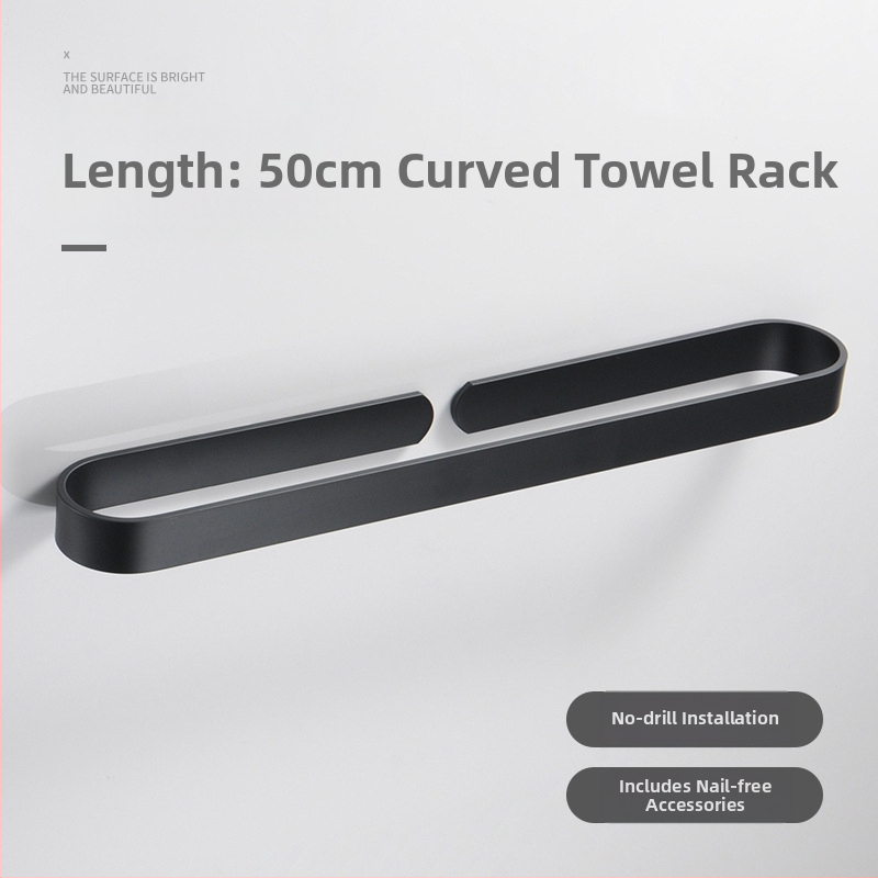 Стена-монтирана стойка за кърпи и чехли, алуминиева сплав, товароподемност 30 кг, един слой, модерен минималистичен стил