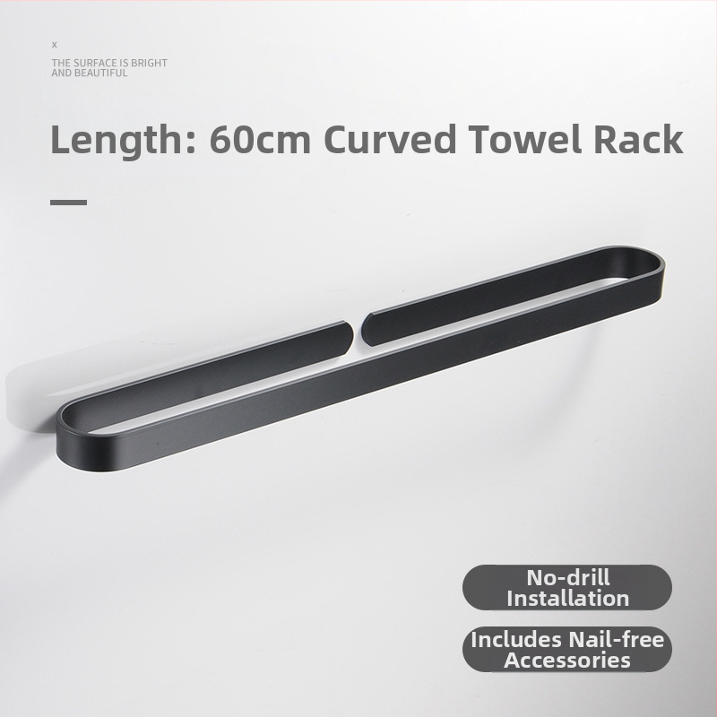 Стена-монтирана стойка за кърпи и чехли, алуминиева сплав, товароподемност 30 кг, един слой, модерен минималистичен стил