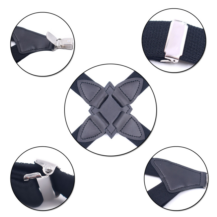 Jill Cool Bretele elastice universale, unisex, cu clips laterale, cruce la spate, 2 clips, reglabil, țesătură jacquard