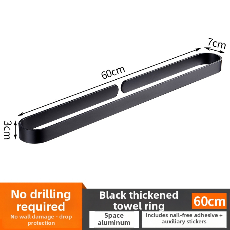 Държач за кърпи за баня, американски стил, без пробиване, еднопрътен (материал: алуминий; повърхност: спрей пластика; товар: 15 кг; 1 слой)