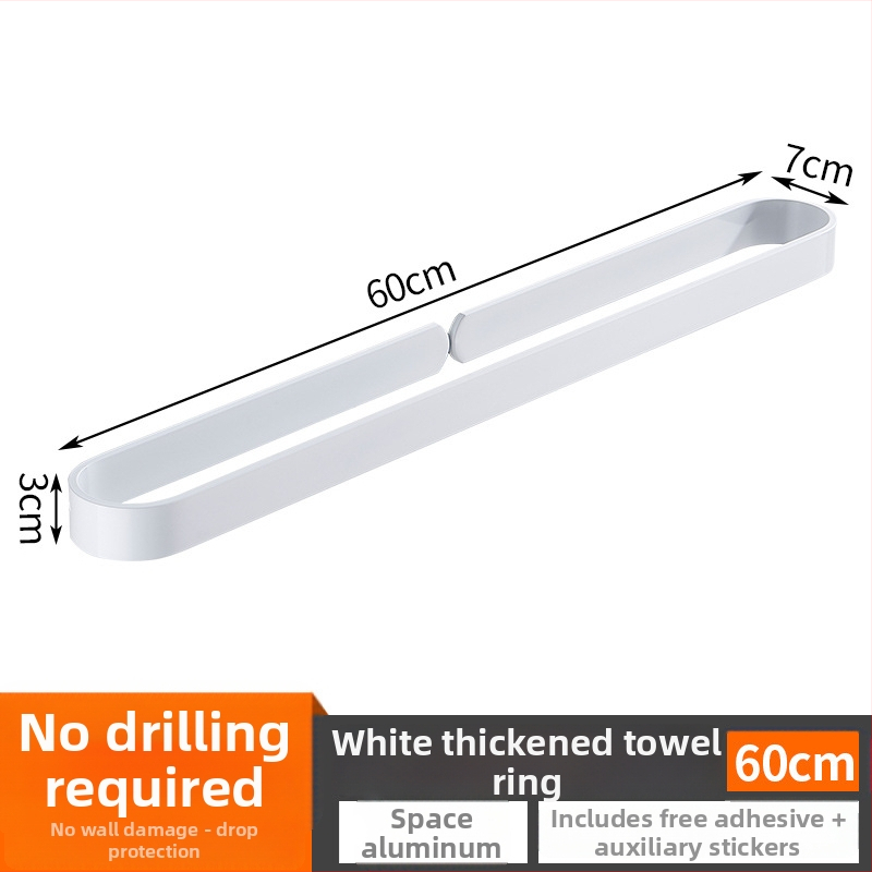 Държач за кърпи за баня, американски стил, без пробиване, еднопрътен (материал: алуминий; повърхност: спрей пластика; товар: 15 кг; 1 слой)