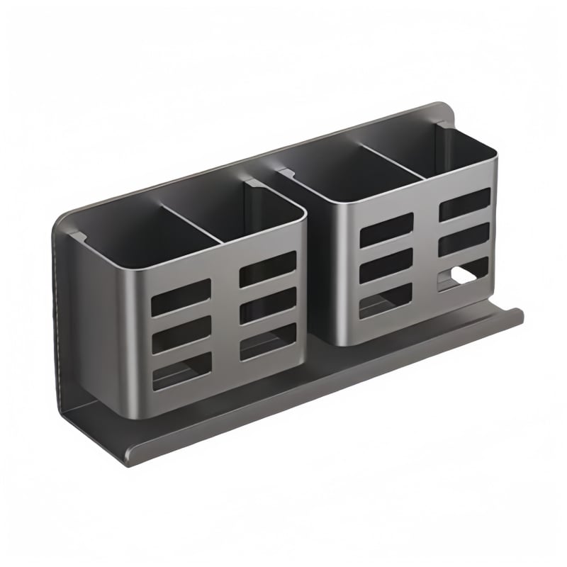 Επιτοίχιο ράφι αποθήκευσης μπάνιου για οδοντόβουρτσες, οδοντόκρεμα, ξυριστικά και χτένες· αλουμίνιο, μονοεπίπεδο, φόρτωση 1–5 kg, μοντέρνος μινιμαλισμός