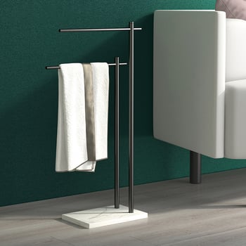 Стойка за кърпи за баня — алуминиева сплав, 2 слоя, носимост до 20 кг, окислена повърхност, модерен минималистичен стил