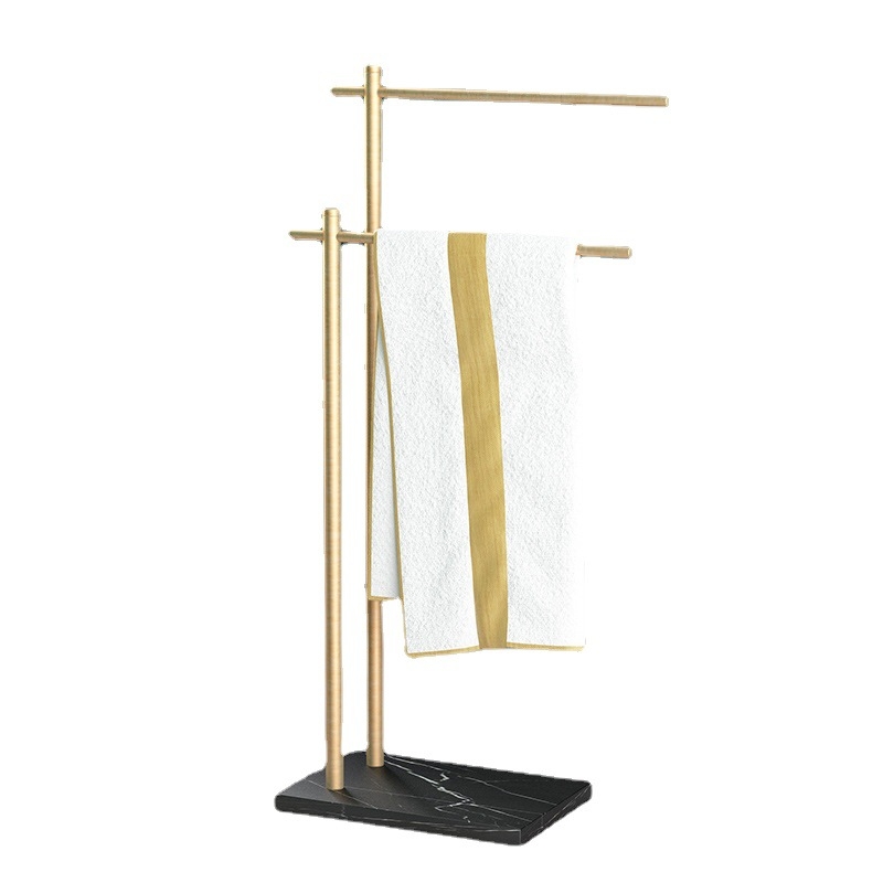 Стойка за кърпи за баня — алуминиева сплав, 2 слоя, носимост до 20 кг, окислена повърхност, модерен минималистичен стил