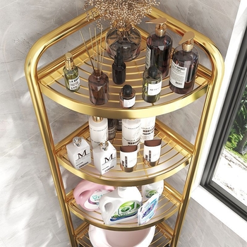 Padlón álló fürdőszobai tároló, háromszög alakú, 5 szint, 304 rozsdamentes acél, felület: műanyag porlasztott bevonat, CE tanúsítvány