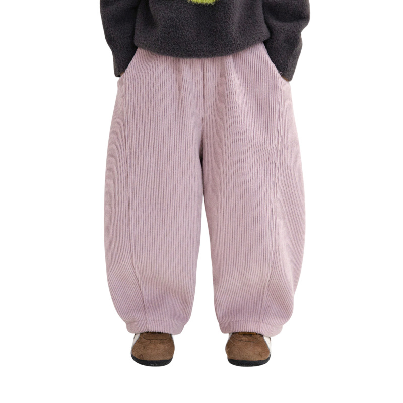 Pantaloni sport pentru copii corduroy, material poliester moale, talie inalta cu banda elastica, iarna 2025, pentru fete 3–8 ani