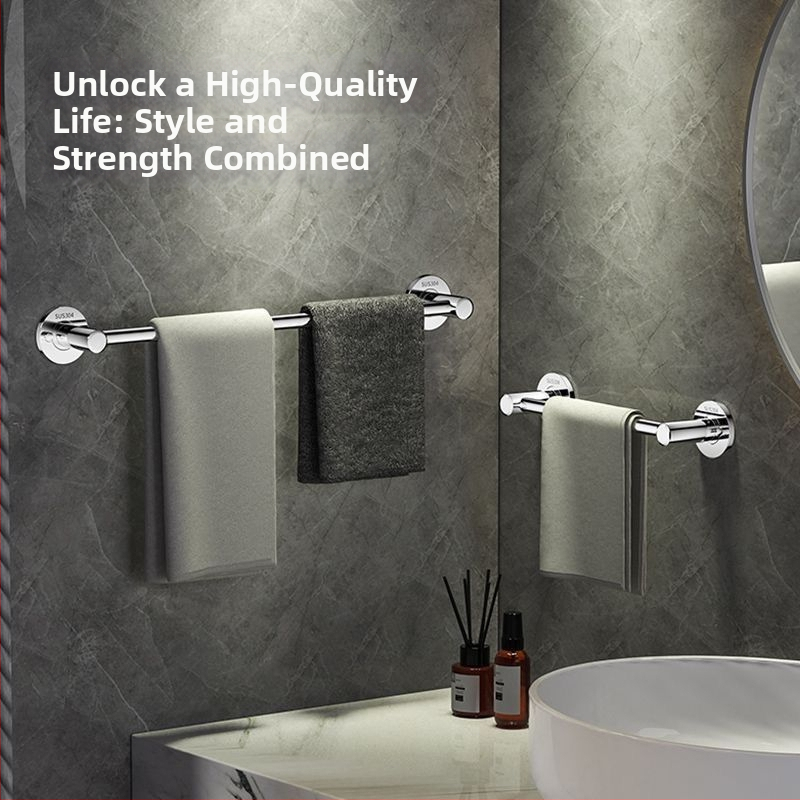 Plastový držiak na uteráky do kúpeľne, s jednou tyčou, montáž bez vrtania (Plast; Jedna Tyč; Montáž Bez Vrtania)