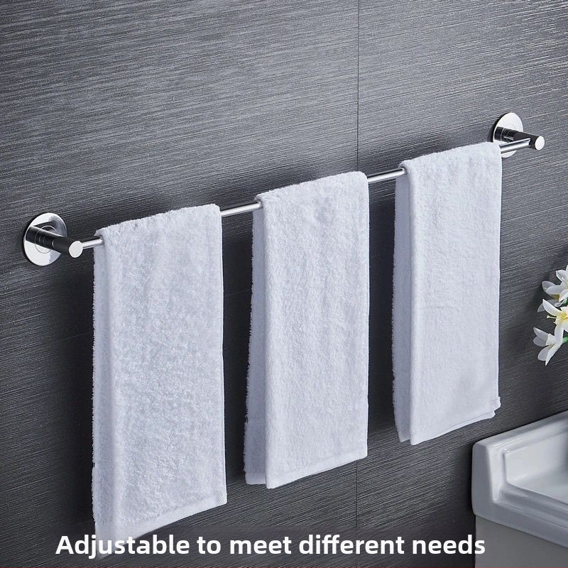 Plastový držiak na uteráky do kúpeľne, s jednou tyčou, montáž bez vrtania (Plast; Jedna Tyč; Montáž Bez Vrtania)