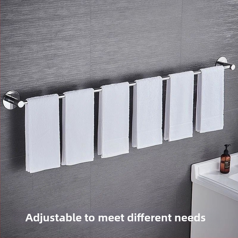 Plastový držiak na uteráky do kúpeľne, s jednou tyčou, montáž bez vrtania (Plast; Jedna Tyč; Montáž Bez Vrtania)