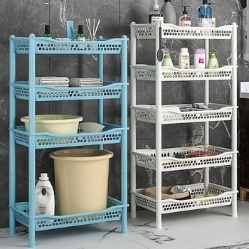 Πλαστικό ράφι αποθήκευσης μπάνιου, επιδαπέδιο, πολυεπίπεδο, απλό και μοντέρνο, πιστοποίηση CE