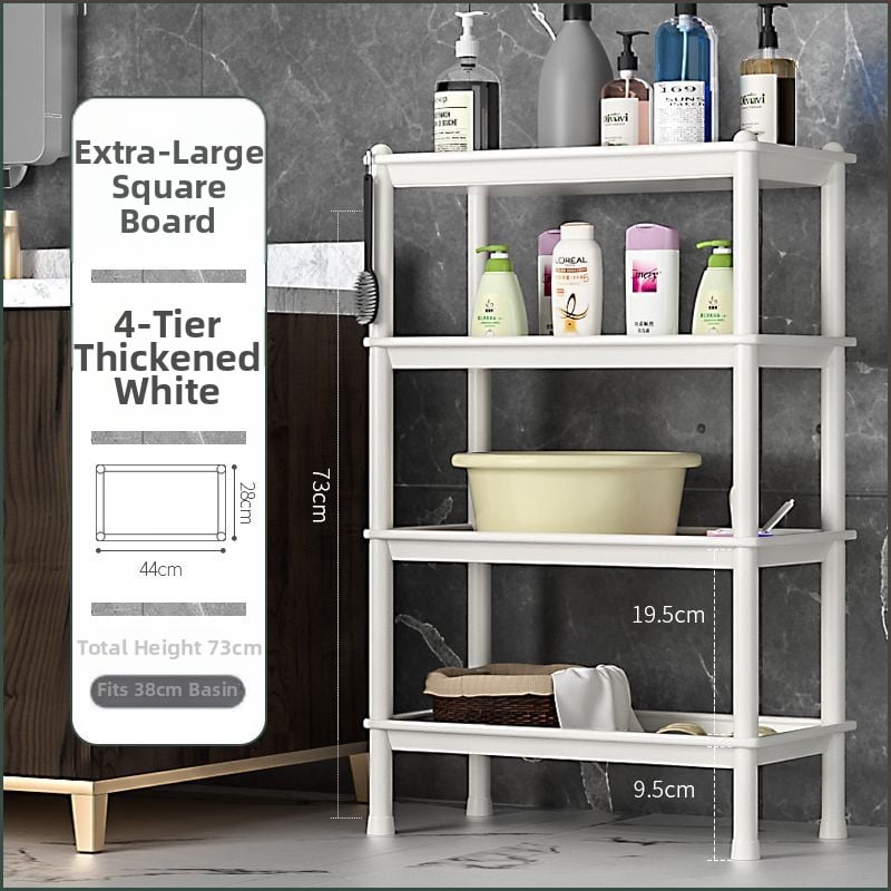 Πλαστικό ράφι αποθήκευσης μπάνιου, επιδαπέδιο, πολυεπίπεδο, απλό και μοντέρνο, πιστοποίηση CE