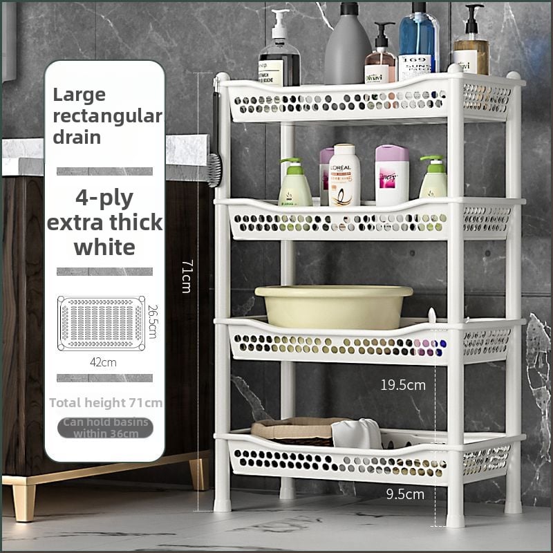 Πλαστικό ράφι αποθήκευσης μπάνιου, επιδαπέδιο, πολυεπίπεδο, απλό και μοντέρνο, πιστοποίηση CE