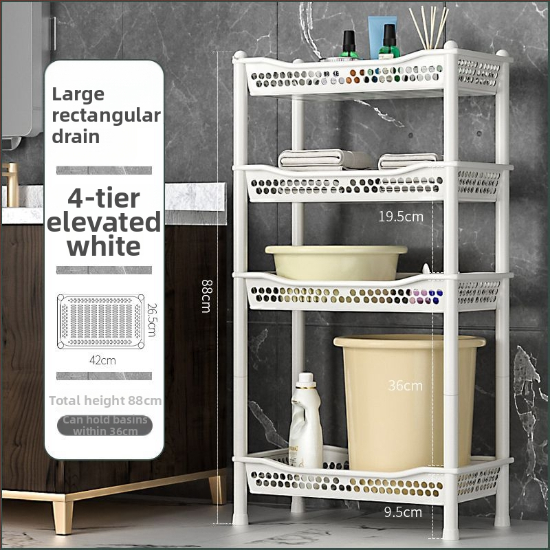 Πλαστικό ράφι αποθήκευσης μπάνιου, επιδαπέδιο, πολυεπίπεδο, απλό και μοντέρνο, πιστοποίηση CE