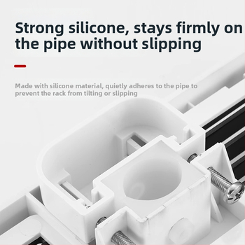 Ράφι αποθήκευσης ντους με στήριγμα ράβδου και ρυθμιζόμενο δίσκο, πλαστικό, αντοχή 5 kg, τετράγωνο σχήμα, 1 επίπεδο, μοντέρνο στυλ