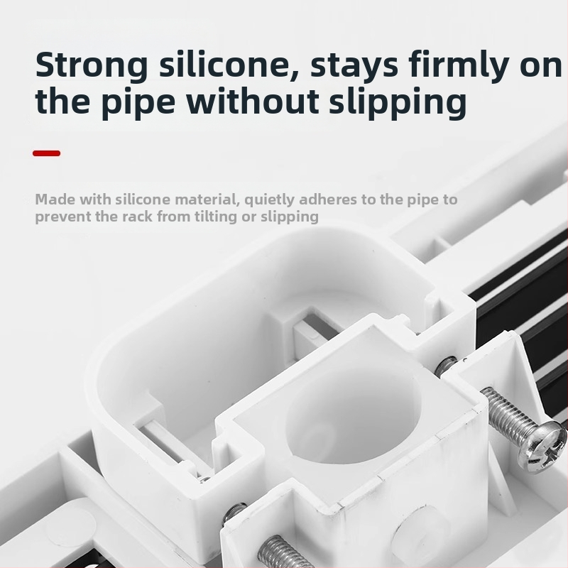 Ράφι αποθήκευσης ντους με στήριγμα ράβδου και ρυθμιζόμενο δίσκο, πλαστικό, αντοχή 5 kg, τετράγωνο σχήμα, 1 επίπεδο, μοντέρνο στυλ