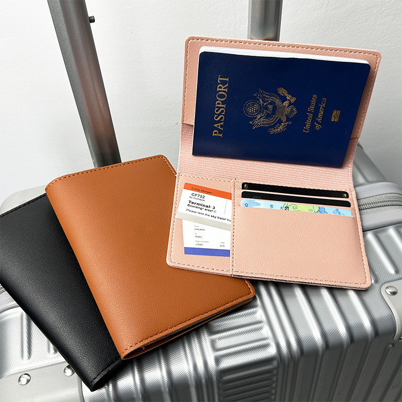 Θήκη διαβατηρίου από PU δέρμα με προσαρμοζόμενο λογότυπο, προστασία από κλοπή, οργανωτής εγγράφων για ταξίδια, unisex