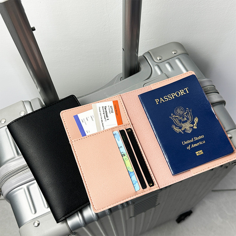 Θήκη διαβατηρίου από PU δέρμα με προσαρμοζόμενο λογότυπο, προστασία από κλοπή, οργανωτής εγγράφων για ταξίδια, unisex