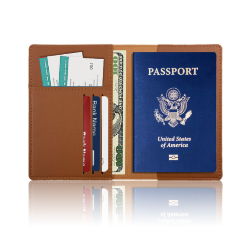 Θήκη διαβατηρίου από PU δέρμα με προσαρμοζόμενο λογότυπο, προστασία από κλοπή, οργανωτής εγγράφων για ταξίδια, unisex