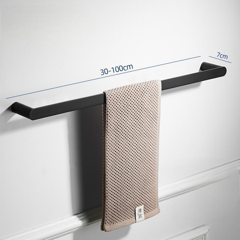 Държач за кърпи от неръждаема стомана - стенен монтаж, единична пръчка (Материал: 304 неръждаема стомана; Покритие: спрей-боя; Монтаж: перфорирано; Носимост: 8 кг)