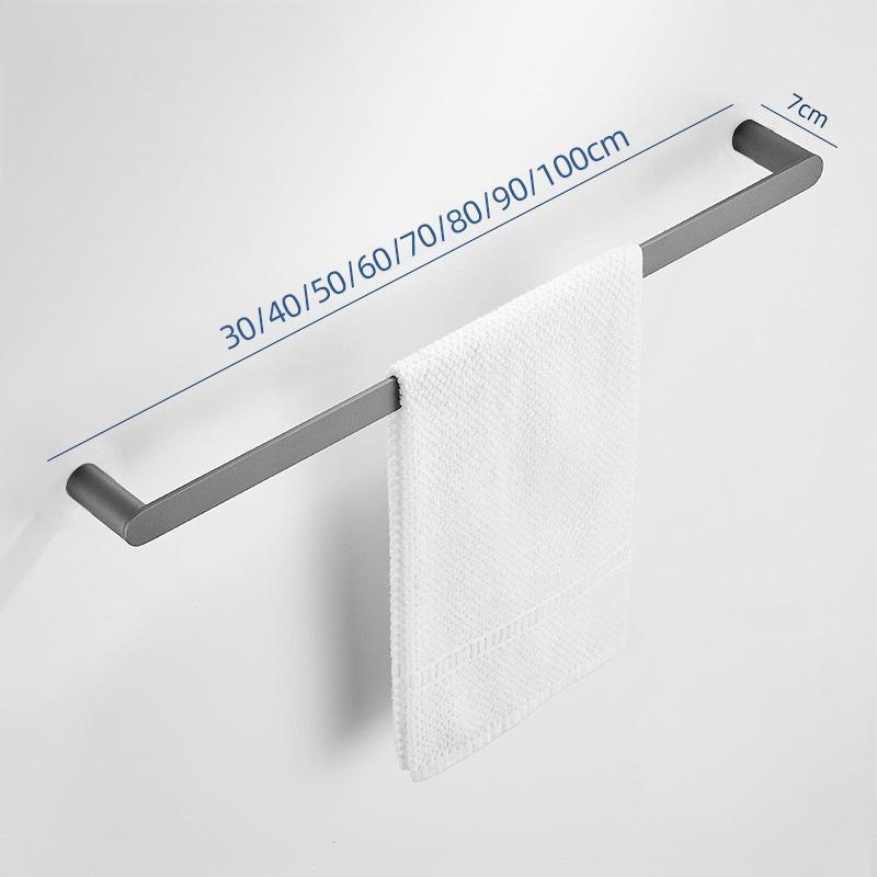 Държач за кърпи от неръждаема стомана - стенен монтаж, единична пръчка (Материал: 304 неръждаема стомана; Покритие: спрей-боя; Монтаж: перфорирано; Носимост: 8 кг)