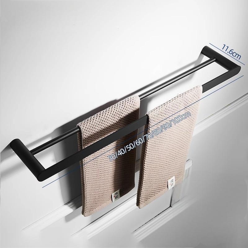 Държач за кърпи от неръждаема стомана - стенен монтаж, единична пръчка (Материал: 304 неръждаема стомана; Покритие: спрей-боя; Монтаж: перфорирано; Носимост: 8 кг)