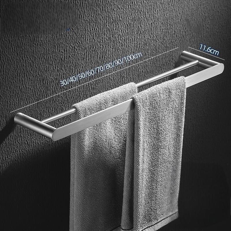 Държач за кърпи от неръждаема стомана - стенен монтаж, единична пръчка (Материал: 304 неръждаема стомана; Покритие: спрей-боя; Монтаж: перфорирано; Носимост: 8 кг)