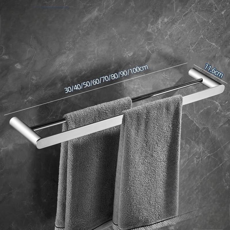 Държач за кърпи от неръждаема стомана - стенен монтаж, единична пръчка (Материал: 304 неръждаема стомана; Покритие: спрей-боя; Монтаж: перфорирано; Носимост: 8 кг)