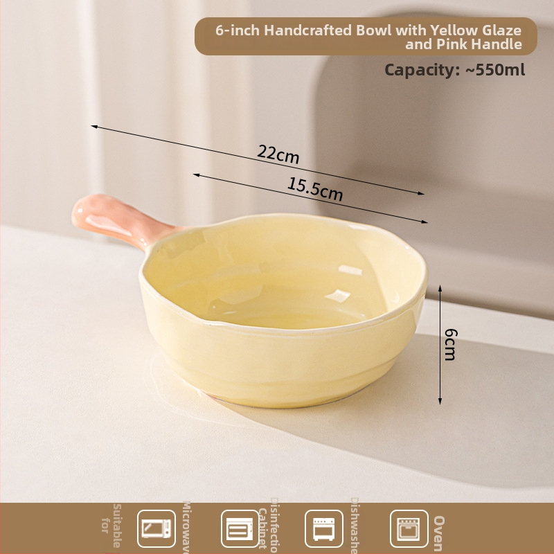 Keramická misa s úchytkou v farebnom bloku — nepravidelný tvar, jednofarebný vzor, mikrovlnka vhodné, moderný minimalistický štýl, porcia pre jednu osobu