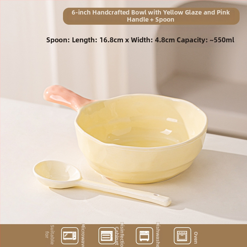 Keramická misa s úchytkou v farebnom bloku — nepravidelný tvar, jednofarebný vzor, mikrovlnka vhodné, moderný minimalistický štýl, porcia pre jednu osobu