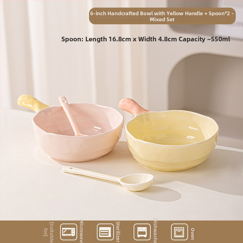 Keramická misa s úchytkou v farebnom bloku — nepravidelný tvar, jednofarebný vzor, mikrovlnka vhodné, moderný minimalistický štýl, porcia pre jednu osobu