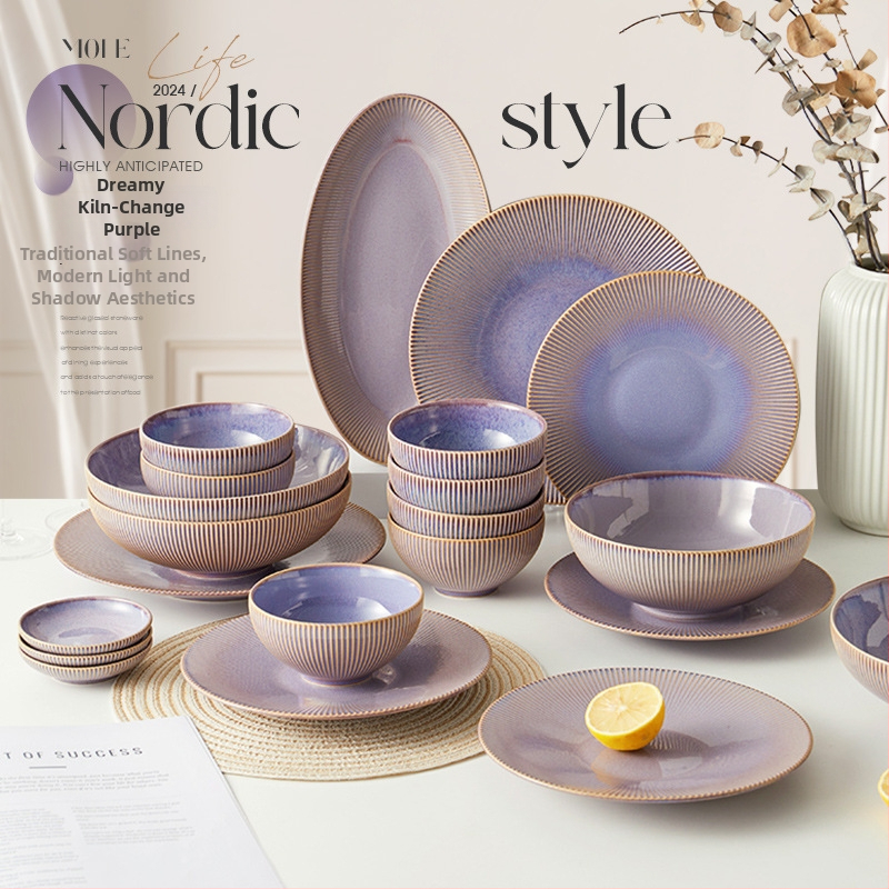 JIWOO keramická súprava riadu: misky, nordický štýl, guľatý tvar, vhodný do mikrovlnky