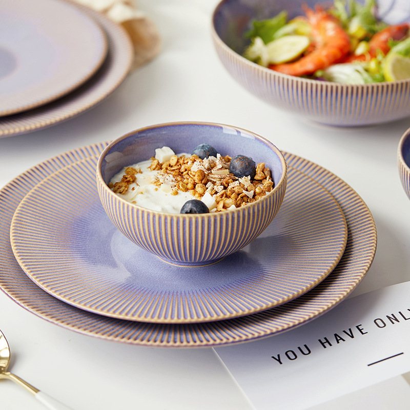 JIWOO keramická súprava riadu: misky, nordický štýl, guľatý tvar, vhodný do mikrovlnky