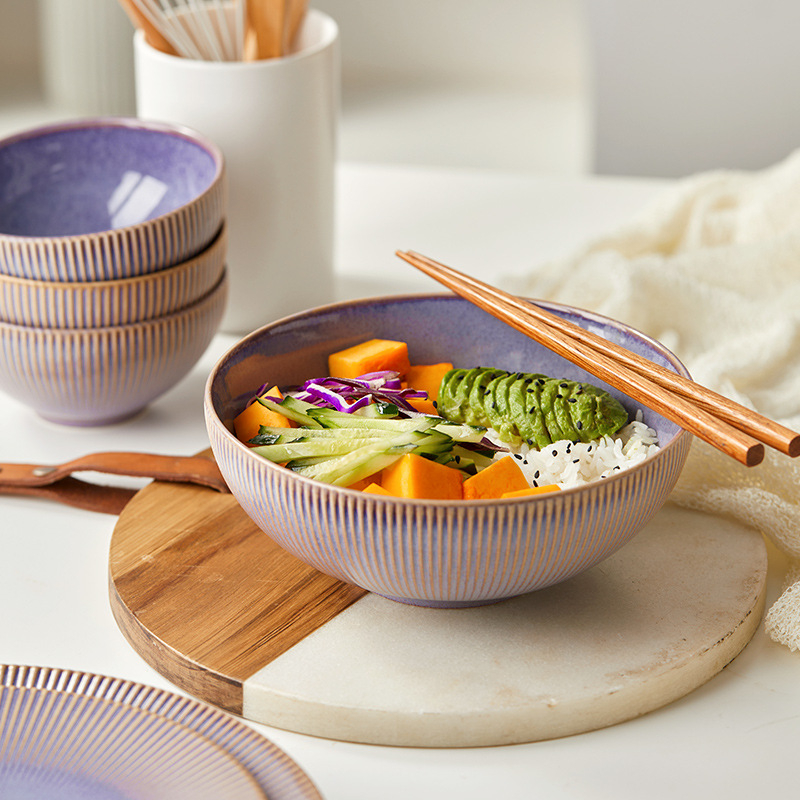 JIWOO keramická súprava riadu: misky, nordický štýl, guľatý tvar, vhodný do mikrovlnky