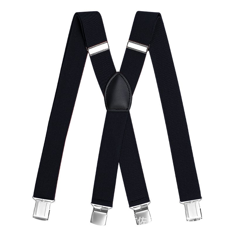 Bretele pentru bărbați cu clipsuri, cruce pe spate, lungime reglabilă, material țesut, 4 clipsuri