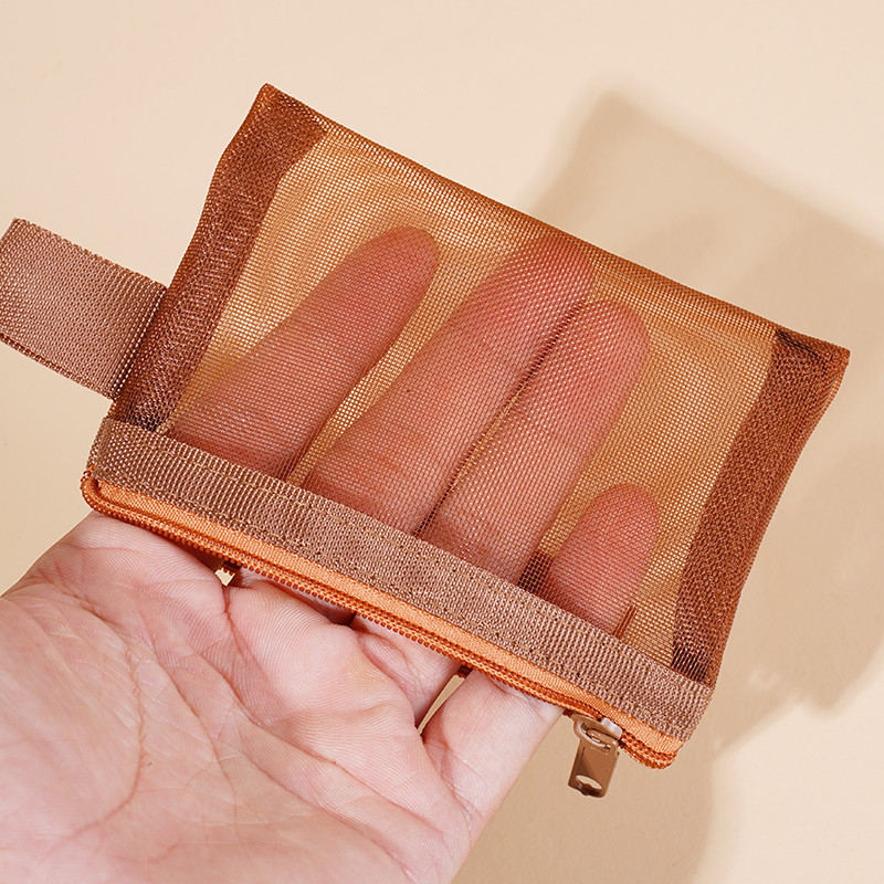 Прозрачна нейлонова мрежеста чанта за съхранение с цип – преносим органайзер за козметика, играчки, монети, ключове и карти (Код: Wsb-02)