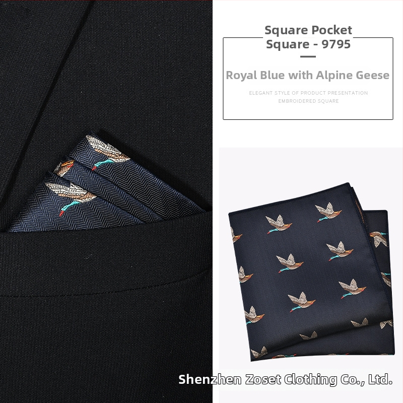 Kabatas lakatiņš ar izšūtu karikatūru dzīvnieku motīvu, poliesters, izšuvums, dizains atbilst kaklaitei, standarta kaklaites platums