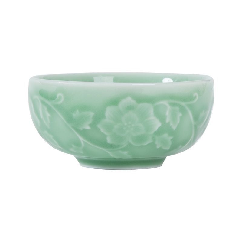Longquan Celadon porculanska zdjela za juhu, velika debela zdjela, okruglog oblika, Celadon glazura, uzorak biljaka i cvijeća, mikrovalna pećnica kompatibilna.