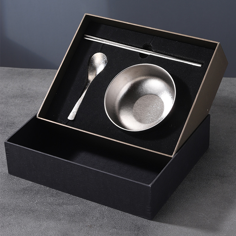 Dvojvrstvový titánový set misiek pre vonkajšie použitie – luxusné riady, povrch Crystal Ice Flower, guľatý tvar