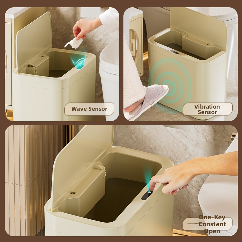 Gudrs atkritumu tvertnes ar induktīvu atvēršanu, tilpums 13–17 L, PP, piemērots dzīvojamai istabai, guļamistabai, birojam, hotelim un virtuvei