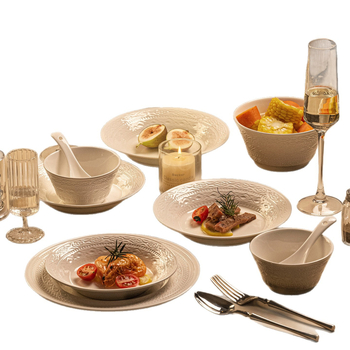 Porcelanski set posuđa – zdjela, tanjur i chopsticks, nordijski stil, okrugli oblik, podglazurni dekor, mikrovalna kompatibilnost