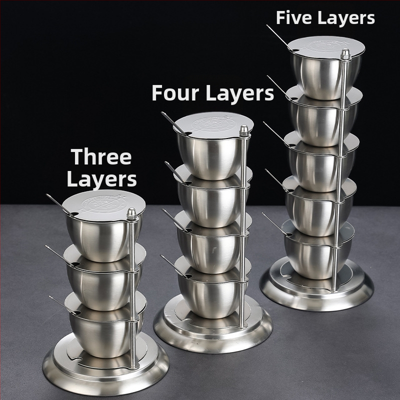 Nerūsējošā tērauda rotējošā garšvielu burciņa ar vāciņu - virtuves uzglabāšanas komplekts