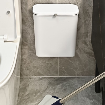 Sieninis šiukšlių dėklas vonios kambariui su pasukamu dangteliu, plastikinis, cilindrinė forma, talpa iki 4 L