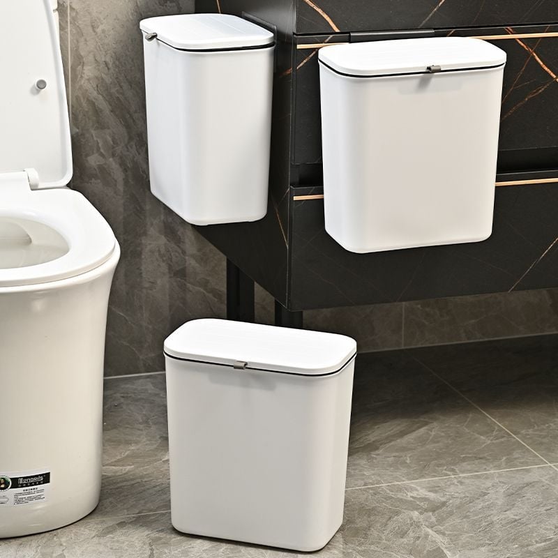 Sieninis šiukšlių dėklas vonios kambariui su pasukamu dangteliu, plastikinis, cilindrinė forma, talpa iki 4 L