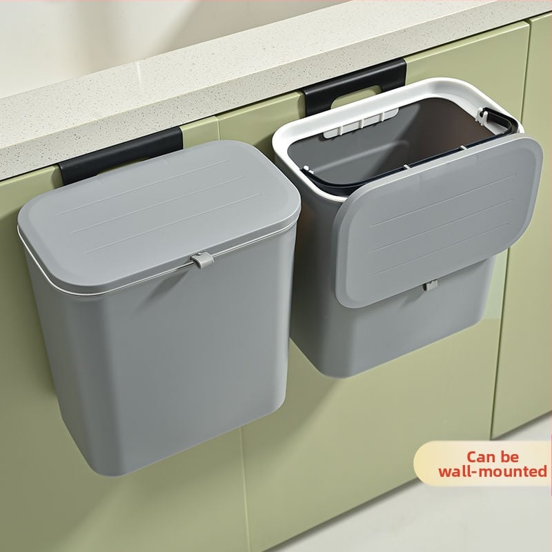 Sieninis šiukšlių dėklas vonios kambariui su pasukamu dangteliu, plastikinis, cilindrinė forma, talpa iki 4 L